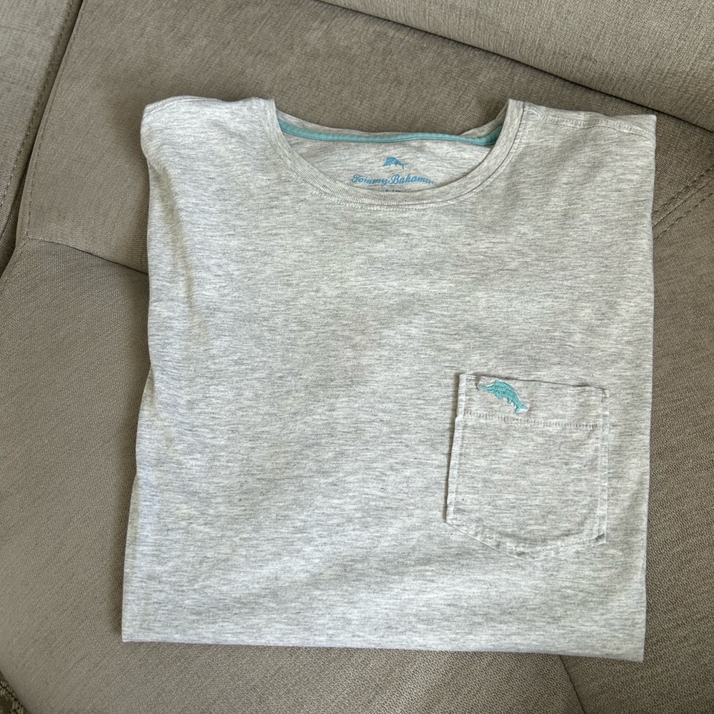 Tommy Bahama Heather Gray Tee with Pocket